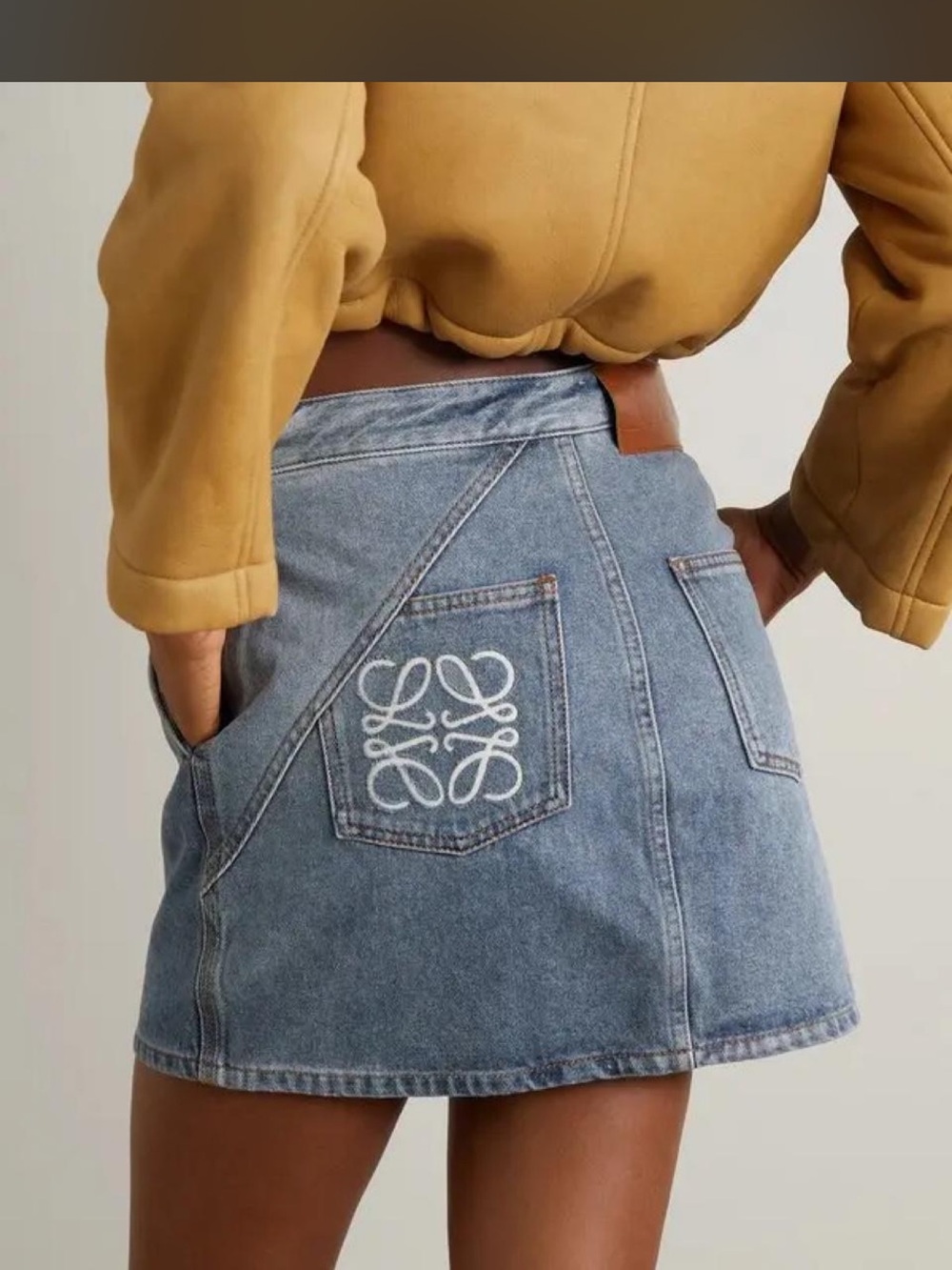 Loewe Light Blue Embroidered Denim Mini Skirt